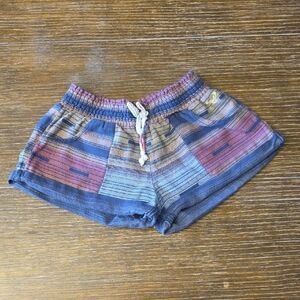 Roxy Blue and Purple Athletic Shorts with Distressed Look